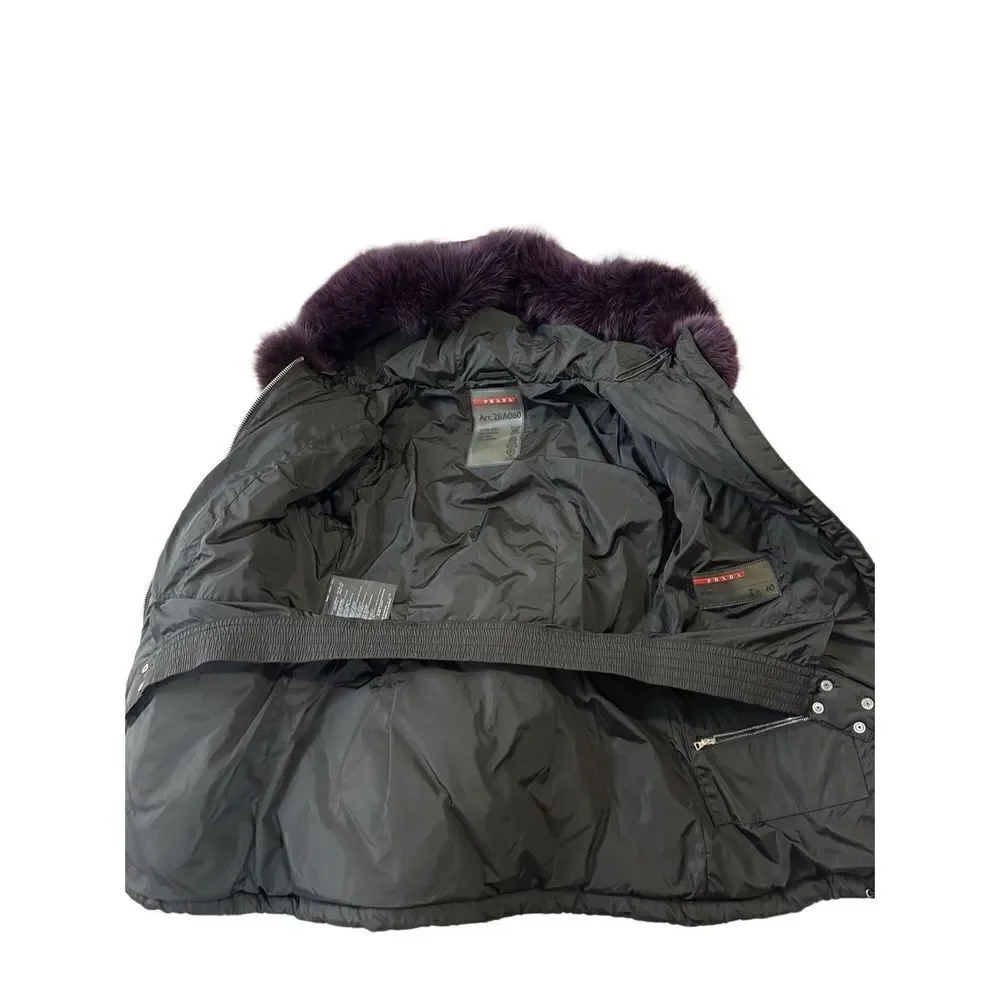 Prada fur trimmed hoodie down jacket size S